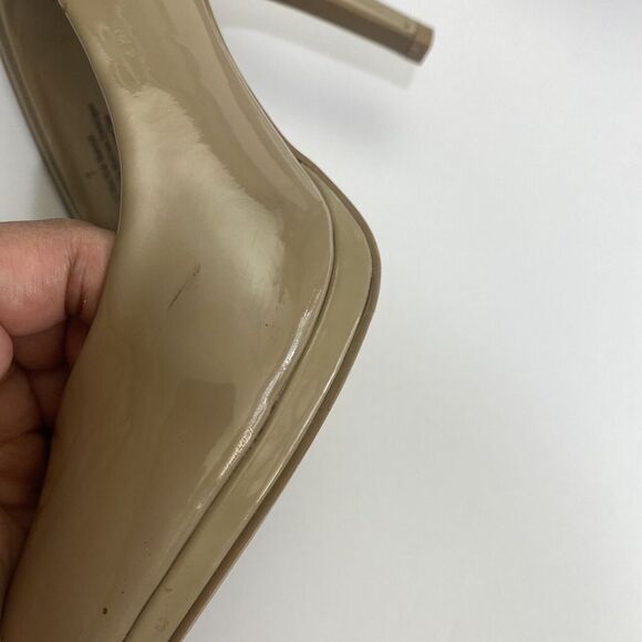 Merona Women’s Heels 7 Dress Stiletto PumpsTan Faux Leather Slip‎ On Almond Toe - Picture 4 of 16